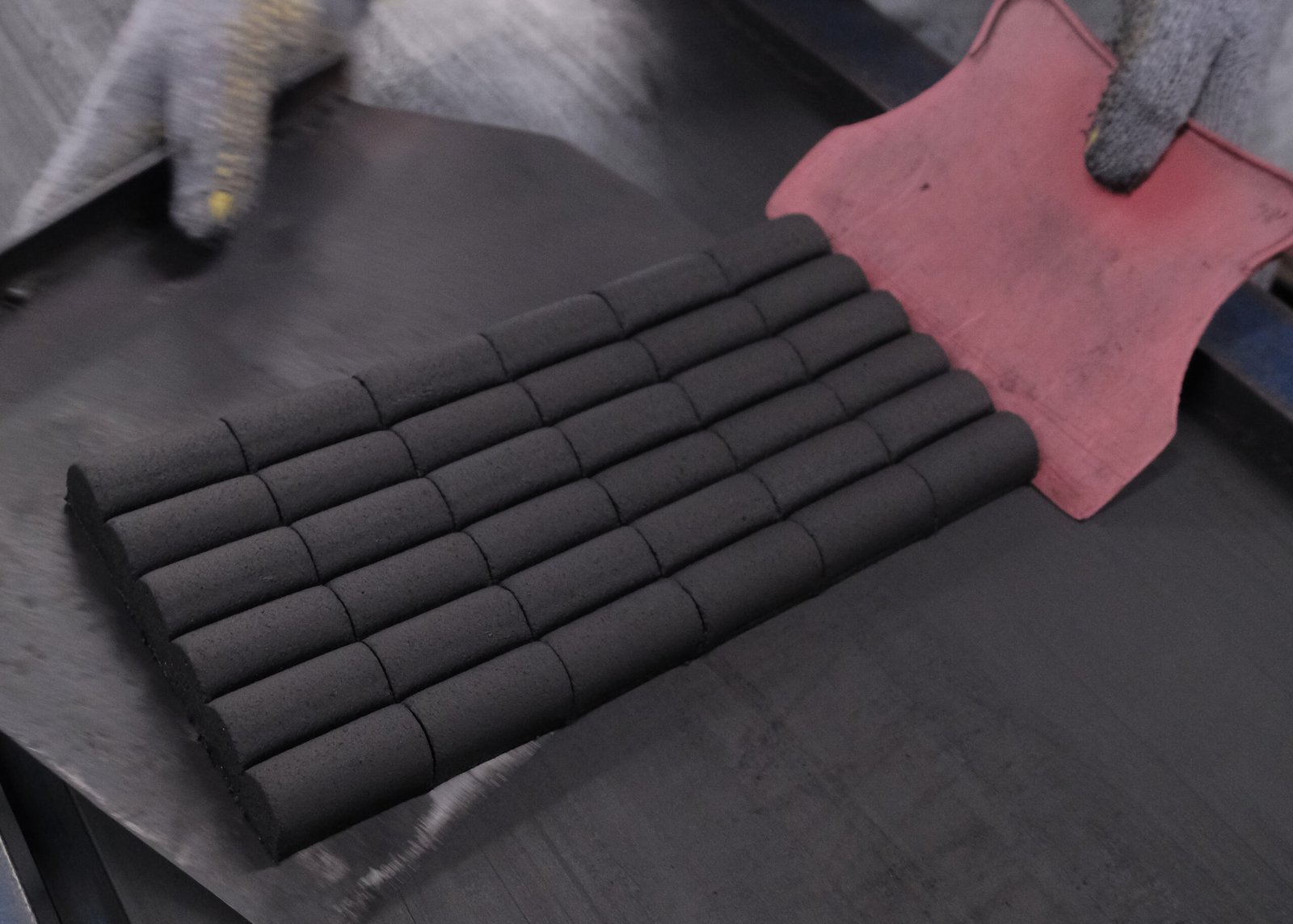 Precision cutting process for premium coconut charcoal briquettes