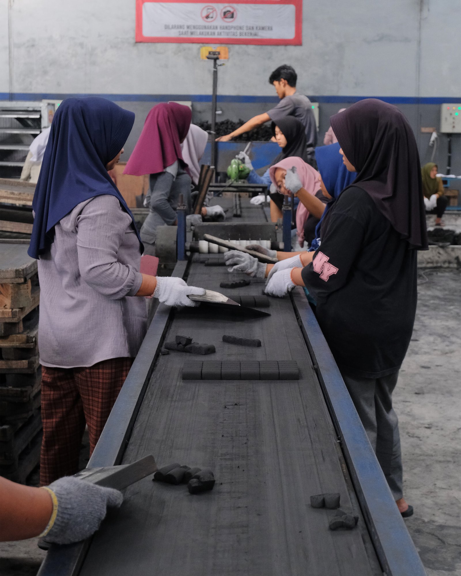 Production facility for premium coconut shell charcoal briquettes